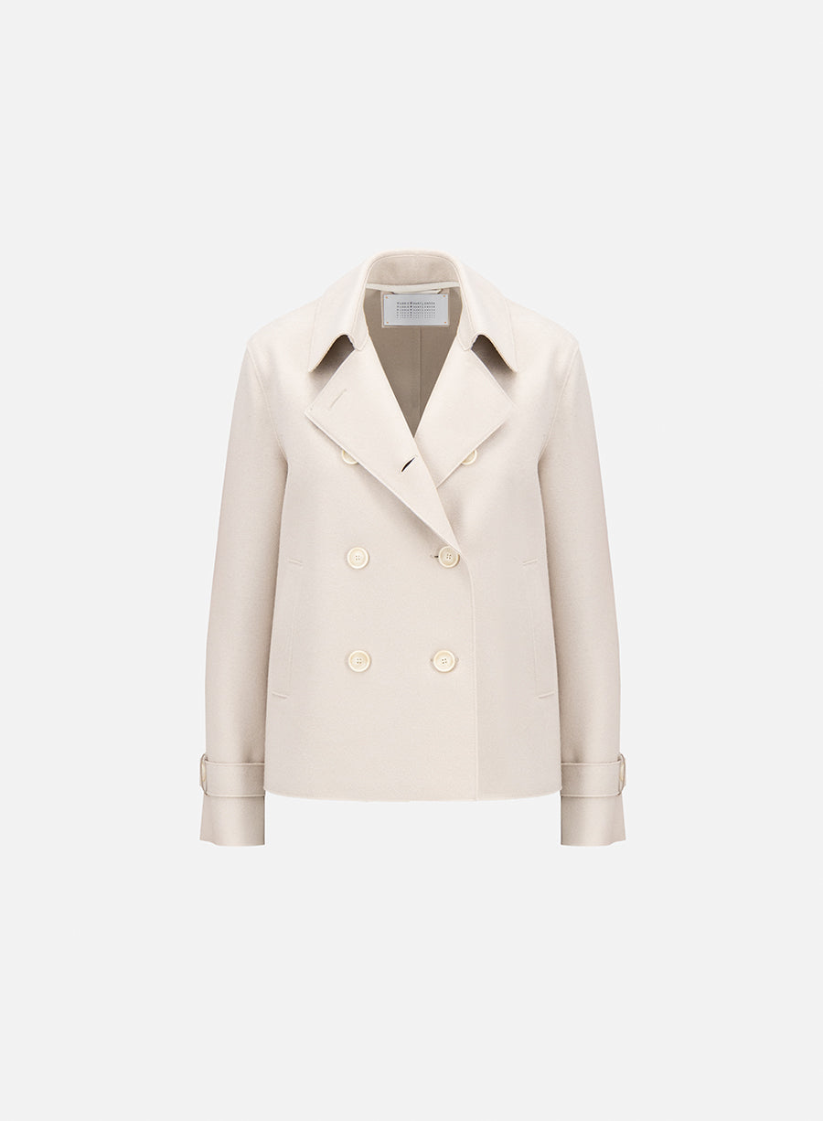 Cropped trench in light pressed wool