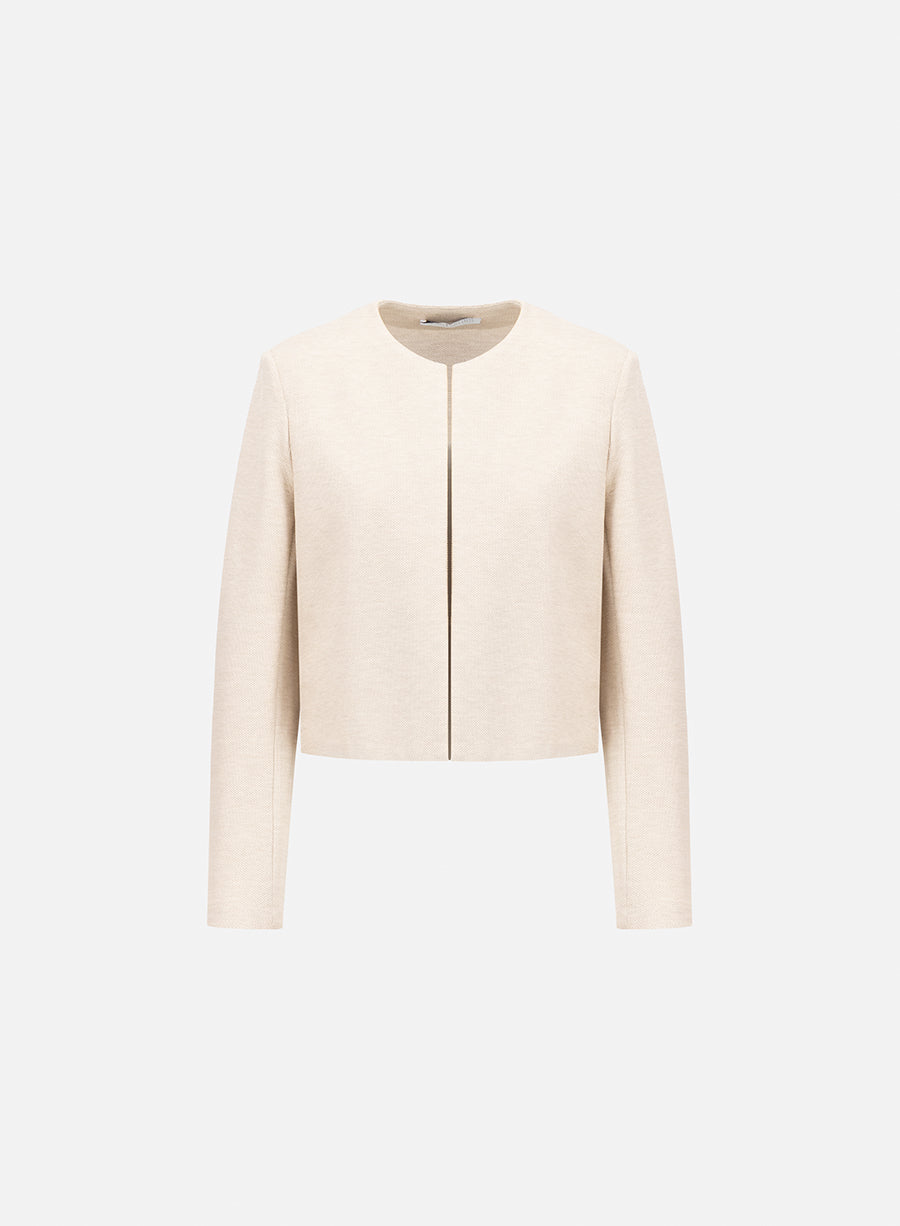 Collarless jacket in honeycomb crafted with a Loro Piana fabric