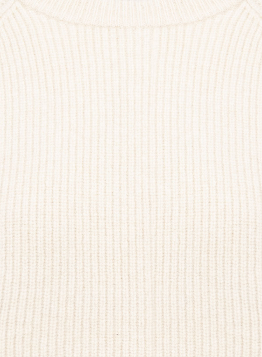Raglan crewneck sweater in English rib pure wool