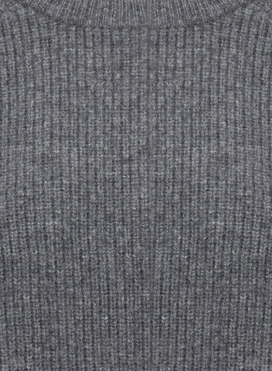 Raglan crewneck sweater in English rib pure wool