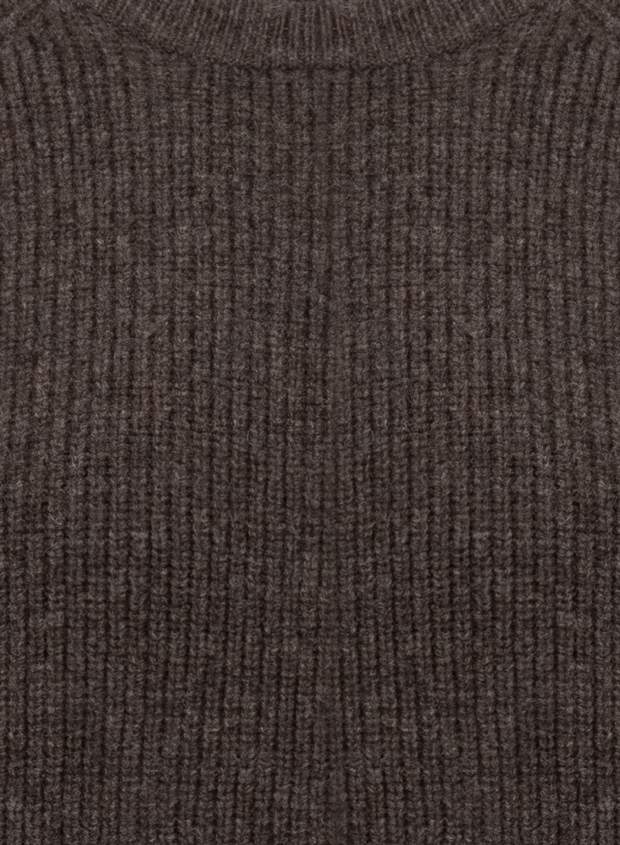 Raglan crewneck sweater in English rib pure wool