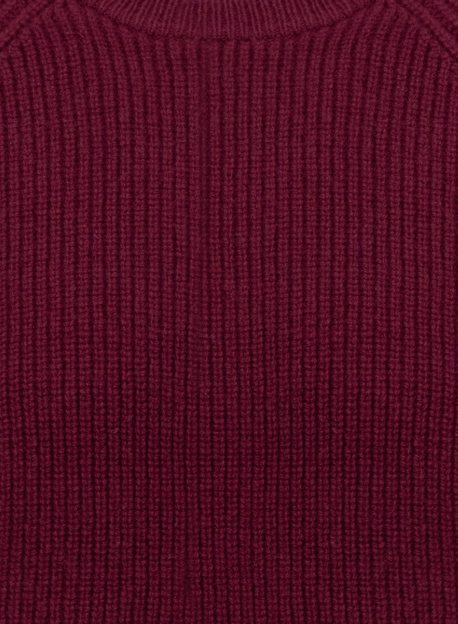 Raglan crewneck sweater in English rib pure wool