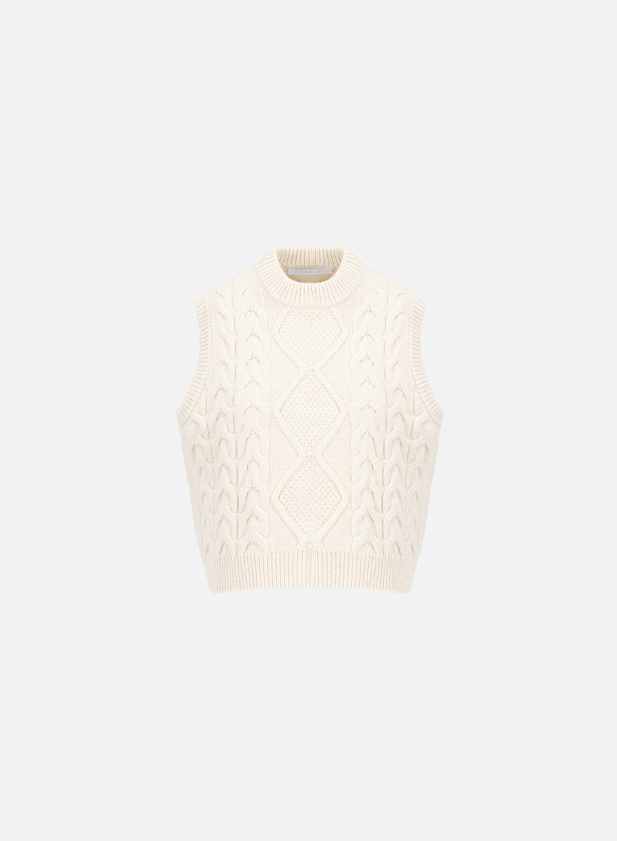 Cable-Knit Pure Wool Vest