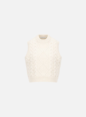Cable-knit vest - crafted with Todd and Duncan Superfine Lamb’s wool yarn