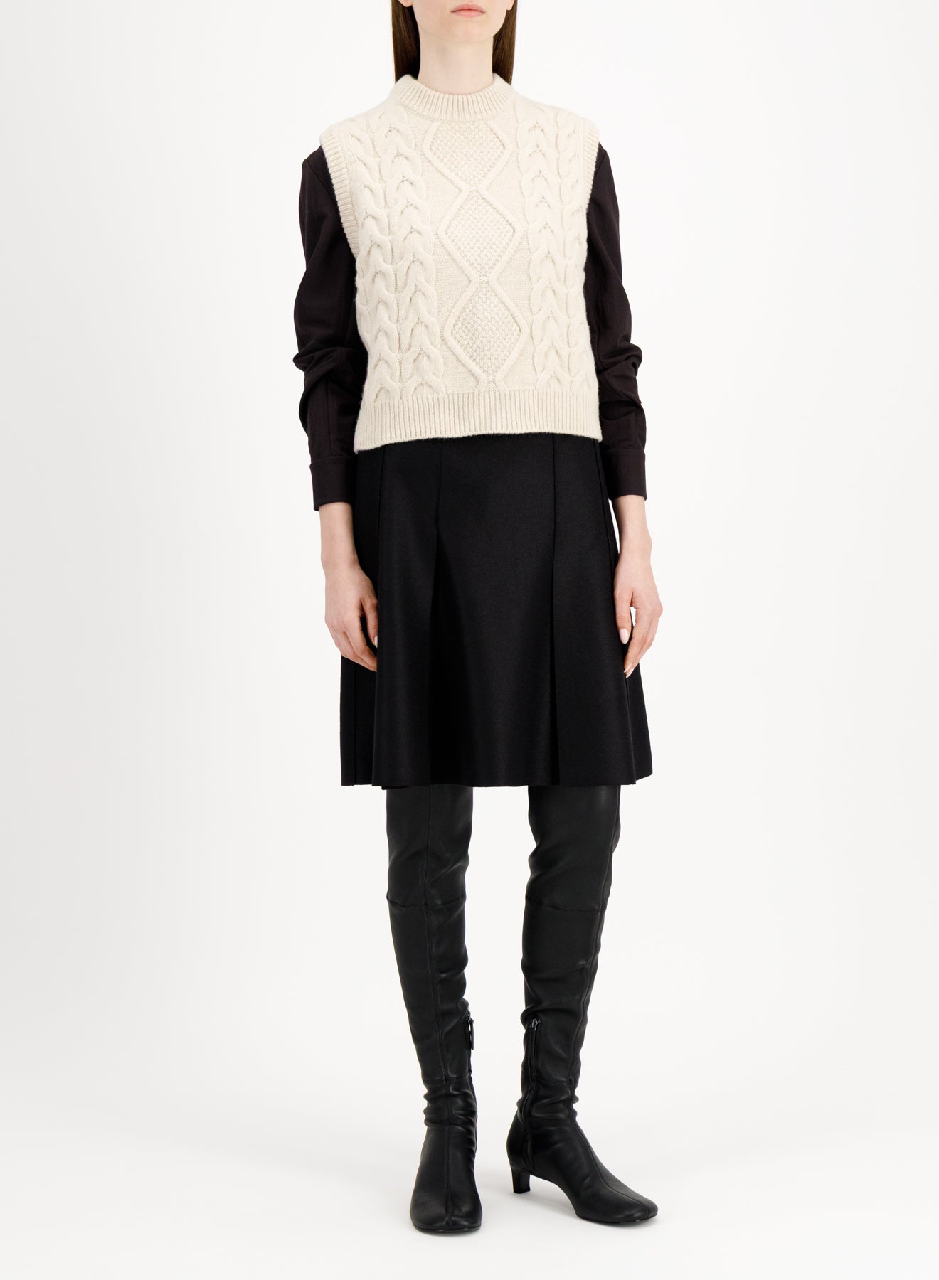 Cable-knit vest - crafted with Todd and Duncan Superfine Lamb’s wool yarn