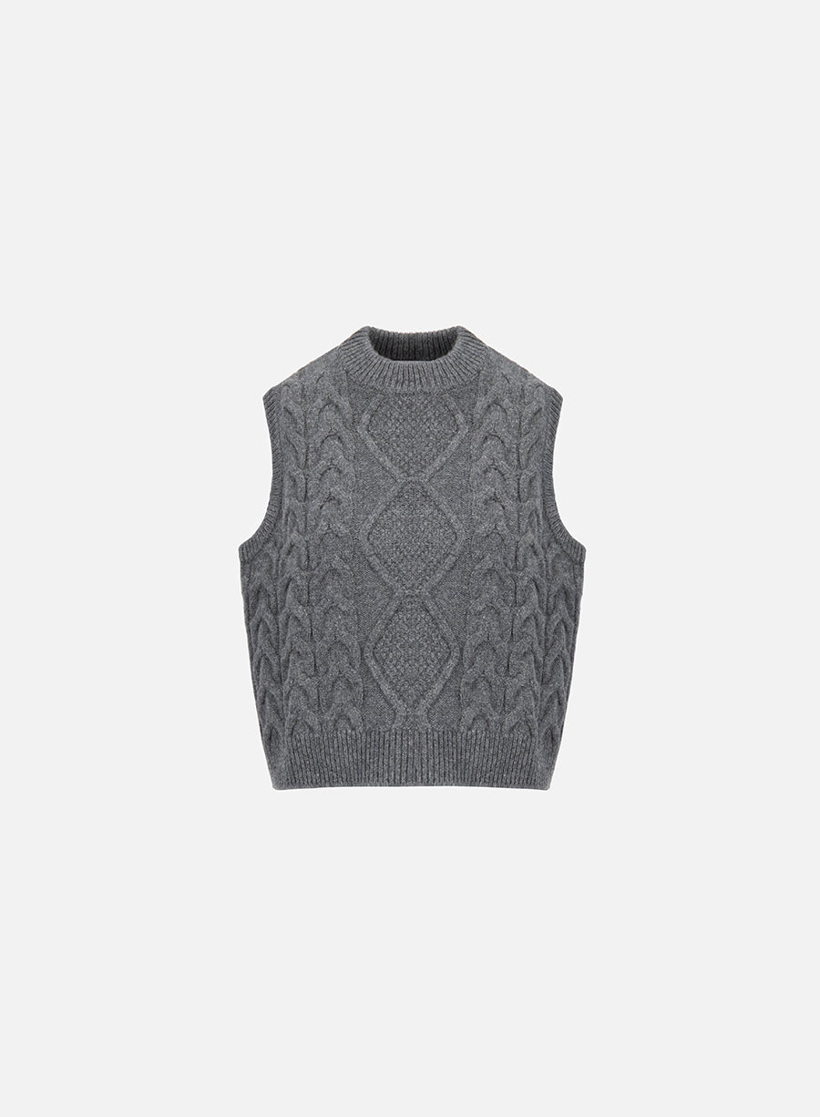Cable-Knit Pure Wool Vest