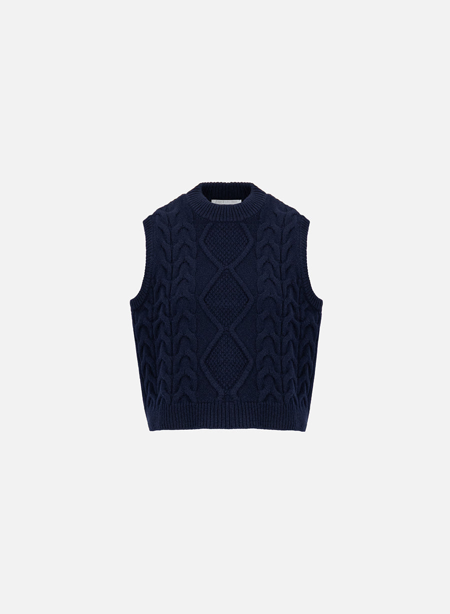 Cable-Knit Pure Wool Vest