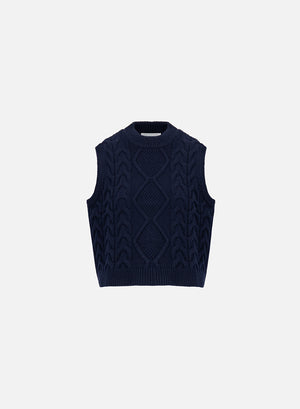 Cable-knit vest - crafted with Todd and Duncan Superfine Lamb’s wool yarn