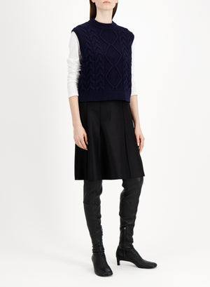 Cable-knit vest - crafted with Todd and Duncan Superfine Lamb’s wool yarn