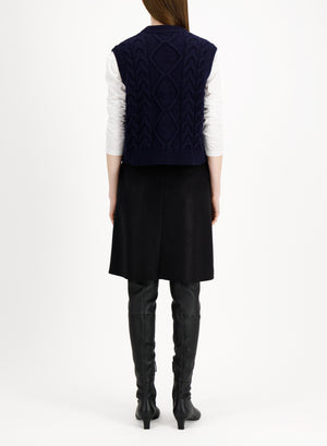 Cable-knit vest - crafted with Todd and Duncan Superfine Lamb’s wool yarn