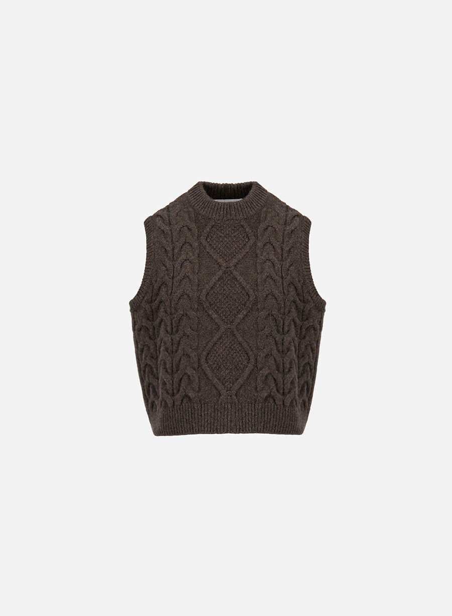 Cable-Knit Pure Wool Vest