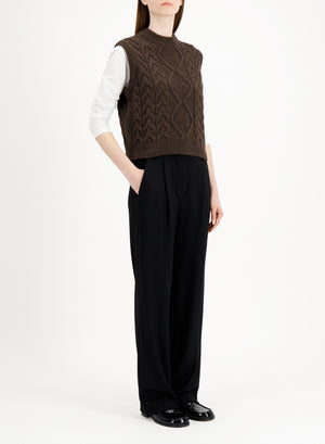 Cable-knit vest - crafted with Todd and Duncan Superfine Lamb’s wool yarn