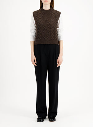 Cable-knit vest - crafted with Todd and Duncan Superfine Lamb’s wool yarn