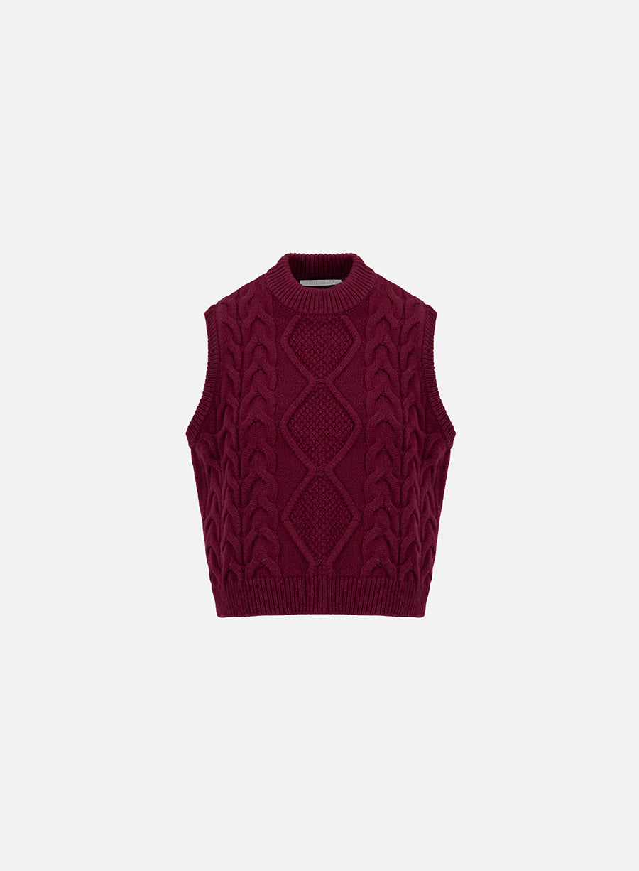 Cable-Knit Pure Wool Vest