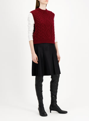 Cable-knit vest - crafted with Todd and Duncan Superfine Lamb’s wool yarn