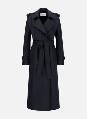 Long trench coat pressed wool