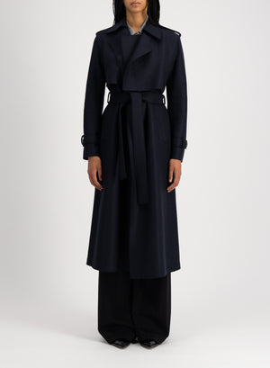 Long trench coat pressed wool