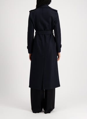 Long trench coat pressed wool