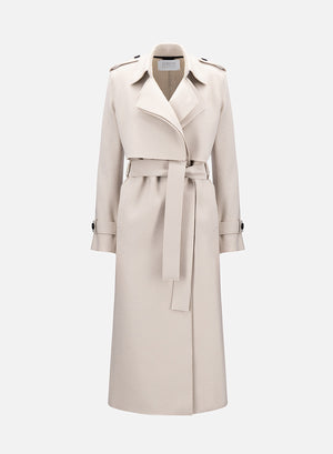 Long trench coat pressed wool
