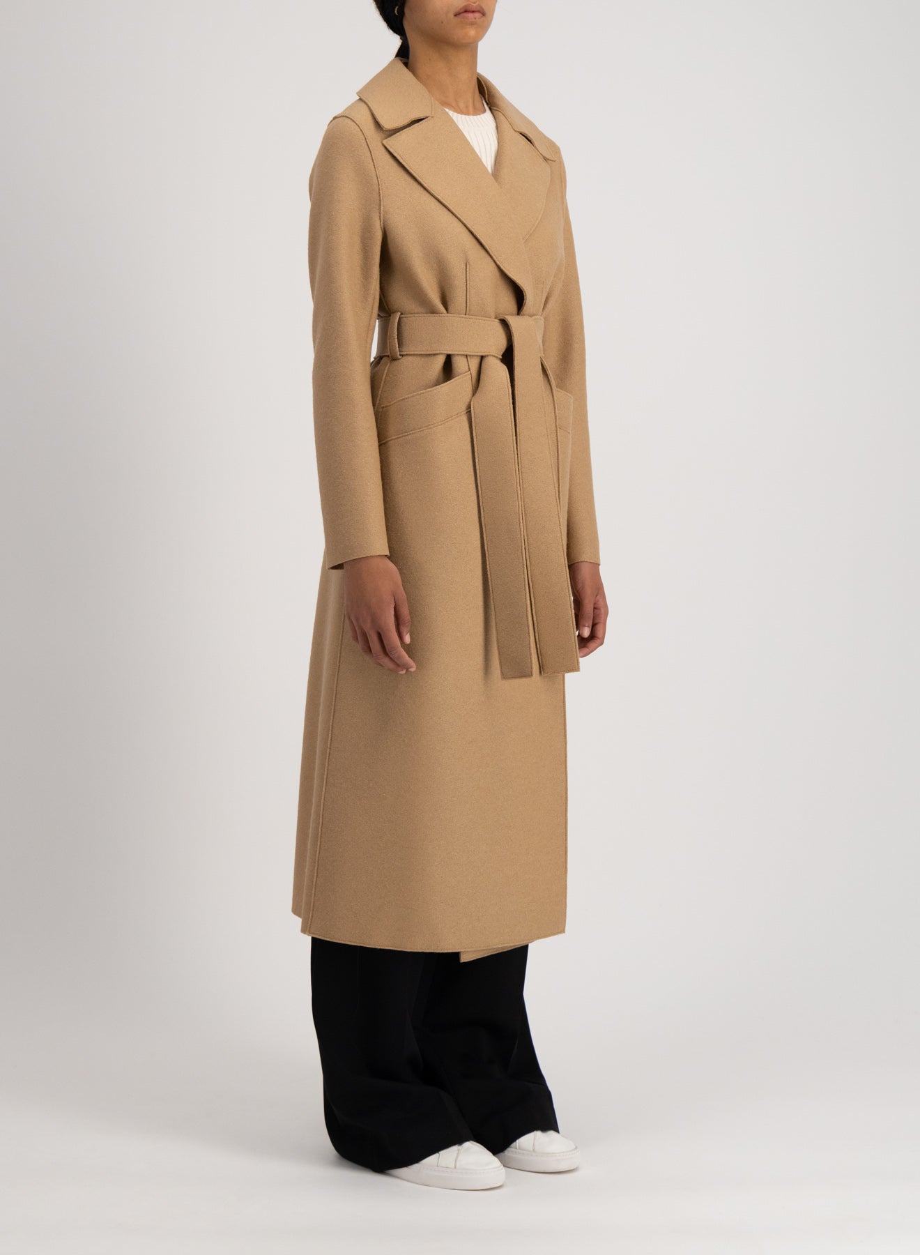 Long maxi coat pressed wool Harris Wharf London