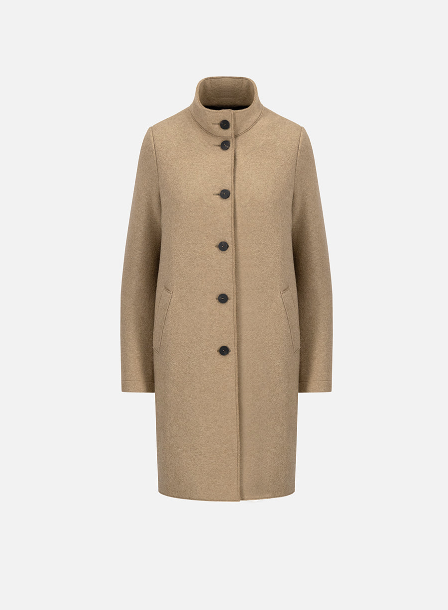 Egg shaped coat cashmere crafted with Loro Piana fabric