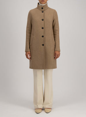 Egg shaped coat cashmere crafted with Loro Piana fabric