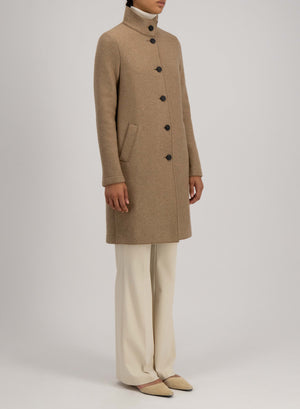 Egg shaped coat cashmere crafted with Loro Piana fabric