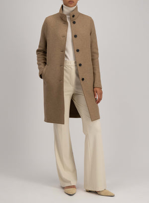 Egg shaped coat cashmere crafted with Loro Piana fabric