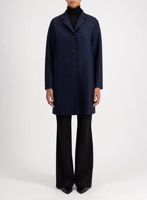 Button-up boxy coat pressed wool