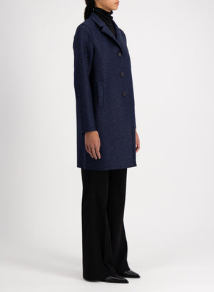 Button-up boxy coat pressed wool