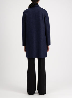 Button-up boxy coat pressed wool