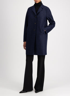 Button-up boxy coat pressed wool