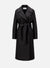 Belted long coat pressed wool and polaire