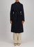 Belted long coat pressed wool and polaire