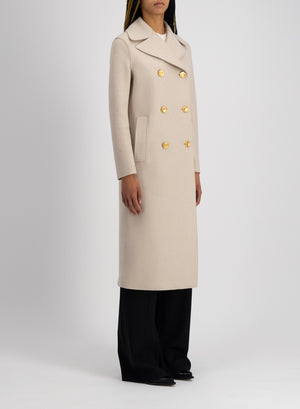 Military coat in pressed wool