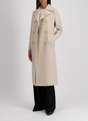 Military coat in pressed wool