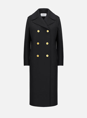 Military coat in pressed wool