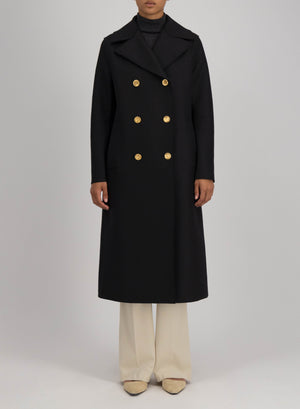 Military coat in pressed wool