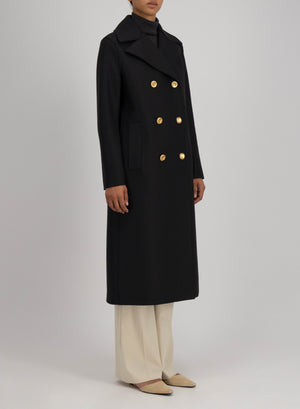 Military coat in pressed wool