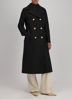 Military coat in pressed wool