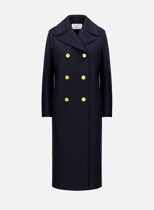 Military coat in pressed wool