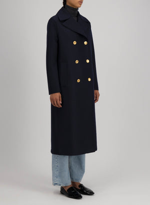 Military coat in pressed wool