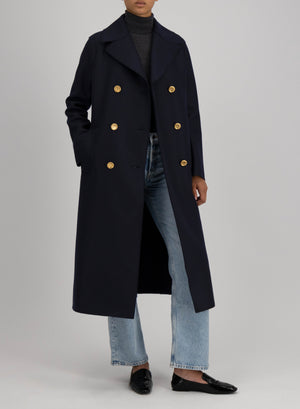 Military coat in pressed wool