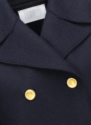 Military coat in pressed wool