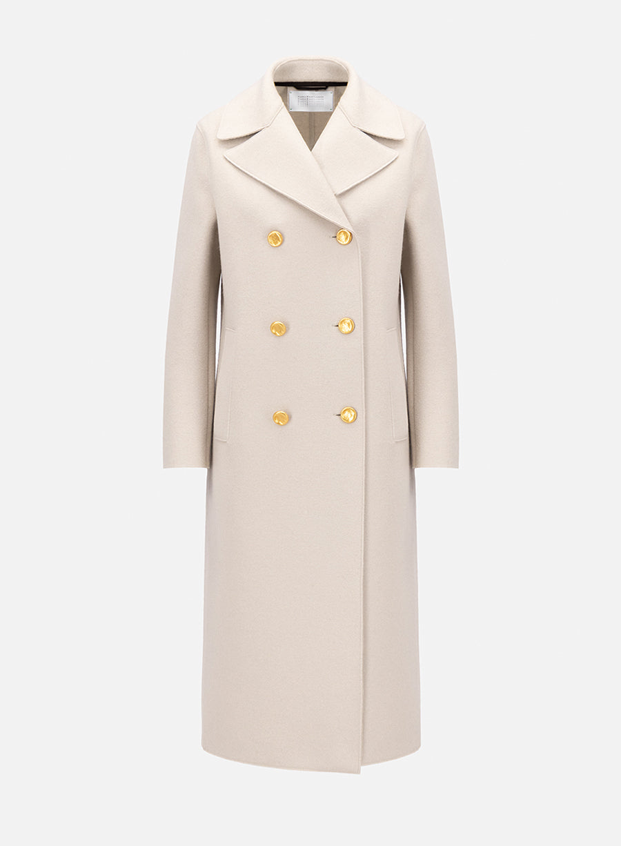 Military coat in pressed wool