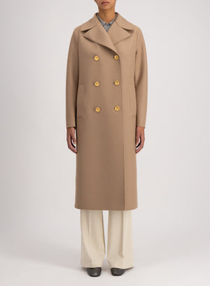 Military coat in pressed wool