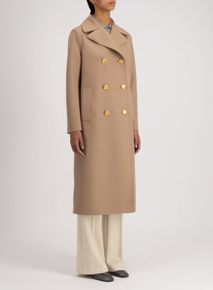 Military coat in pressed wool