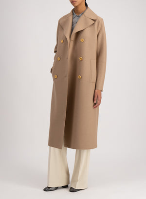 Military coat in pressed wool