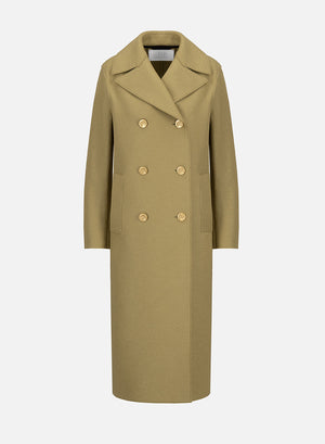 Military coat in pressed wool