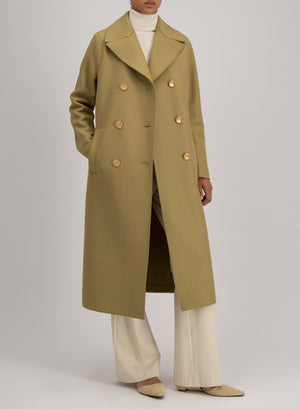 Military coat in pressed wool